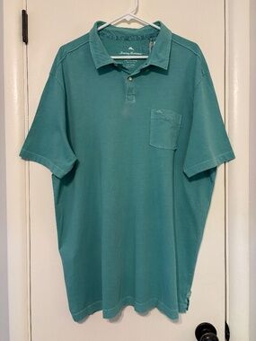 Tommy Bahama #T216106 Mens S/S Bahama Reef Polo Golf Shirt XXL/2XL Teal Logo NWT